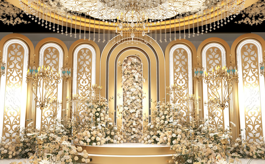 长宁香槟色调婚礼堂效果展示